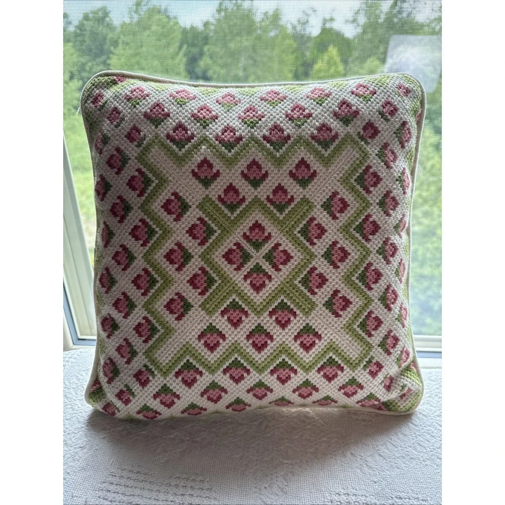 Vintage Bargello Needlepoint Pillow 14